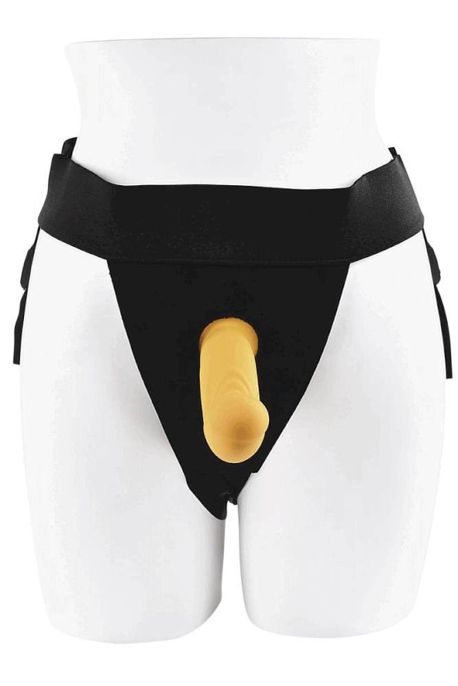 Evolved - Gender X - Sweet Embrace Strap-on Harness & Remote Control Dildo - Orange/Black - Stag Shop