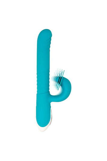 Evolved - The Show Stopper Thrusting Dual Vibrator - Blue - Stag Shop