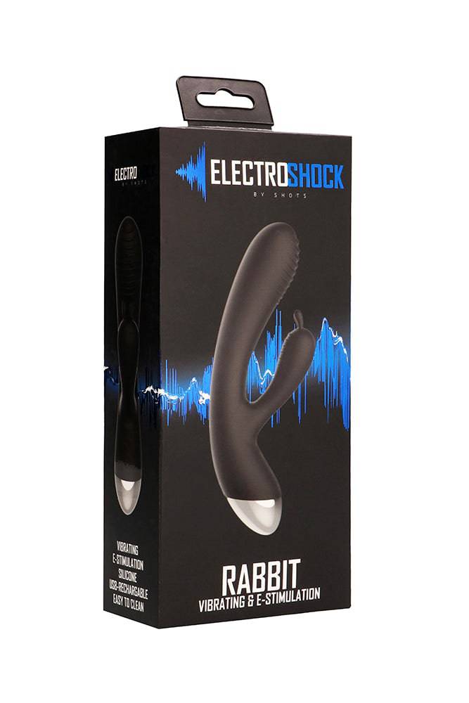 Shots Toys - Electroshock - E-Stimulation Rabbit Vibrator - Black - Stag Shop