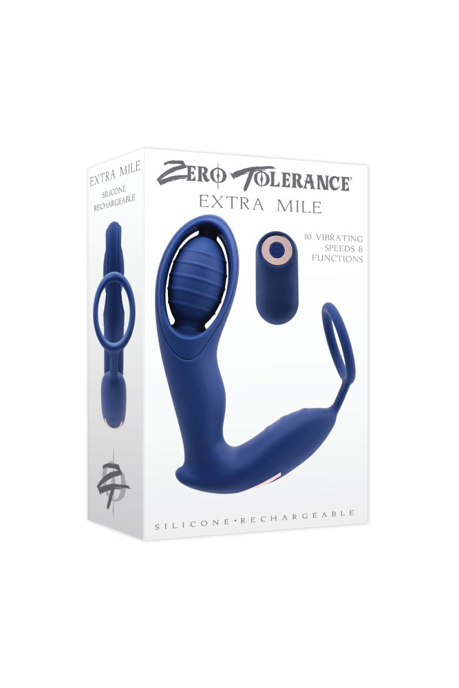 Zero Tolerance - Extra Mile Remote Controlled Prostate Massager with Cock Ring - Blue - Stag Shop