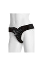 Vac-U-Lock by Doc Johnson - EZ Rider Thong Velvet Harness w/ Plug - Black - Stag Shop