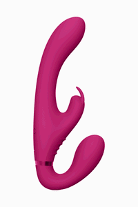 Thumbnail for Shots Toys - VIVE - Suki Vibrating Strapless Strap-on Rabbit - Pink - Stag Shop