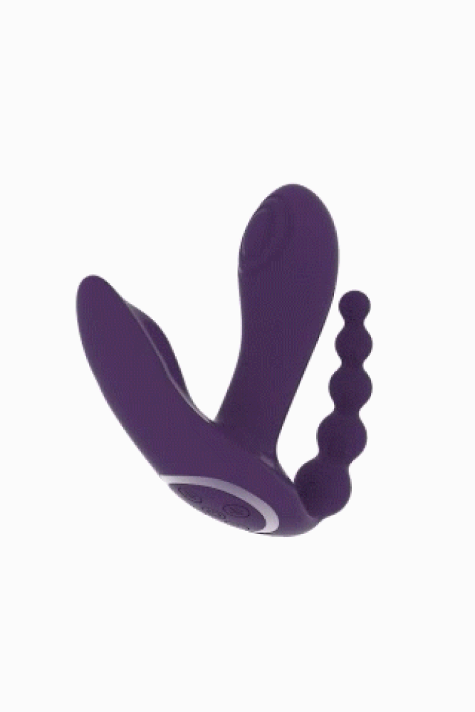 Shots Toys - VIVE - Kata Remote Controlled Pulse Wave Double Penetration Vibrator - Purple - Stag Shop