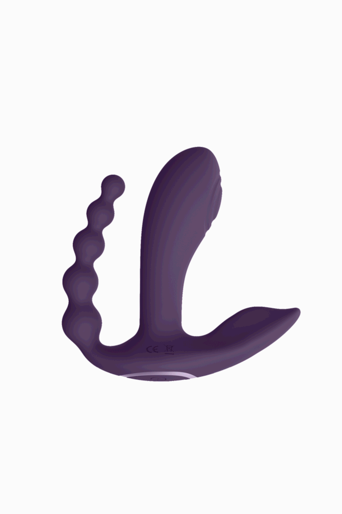 Shots Toys - VIVE - Kata Remote Controlled Pulse Wave Double Penetration Vibrator - Purple - Stag Shop