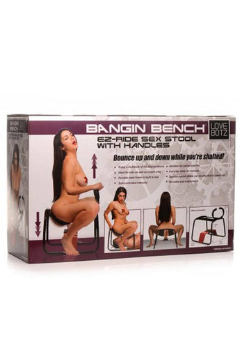 XR Brands - Lovebotz - Bangin Bench EZ Ride Sex Stool With Handles - Black/Red - Stag Shop