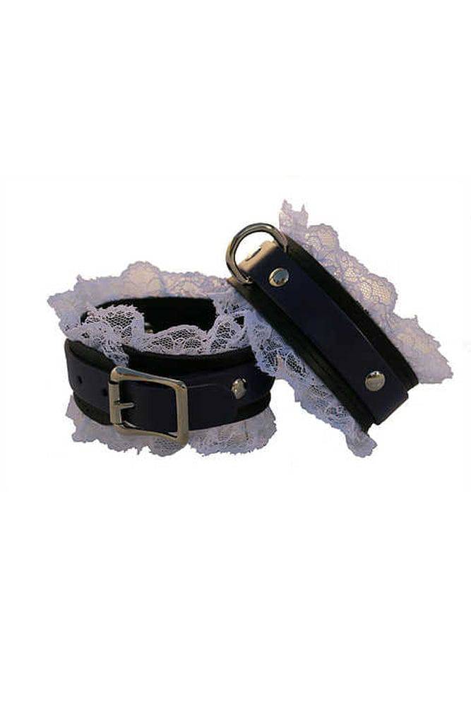 Ego Driven - Mini Fancy Cuffs - Black with White Lace - Stag Shop