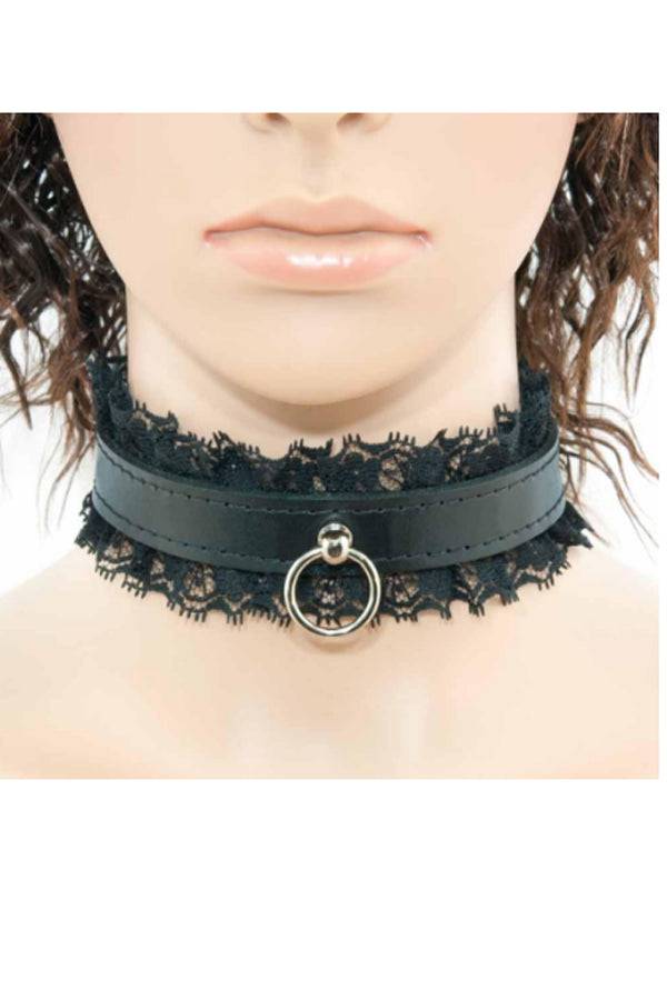 Ego Driven - Fancy Collar - Leather and Lace - Black - Stag Shop