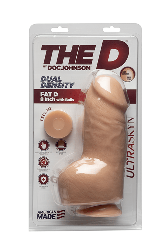 Doc Johnson - The D - Fat D 8-inch Dual Density Dildo With Balls - Stag Shop