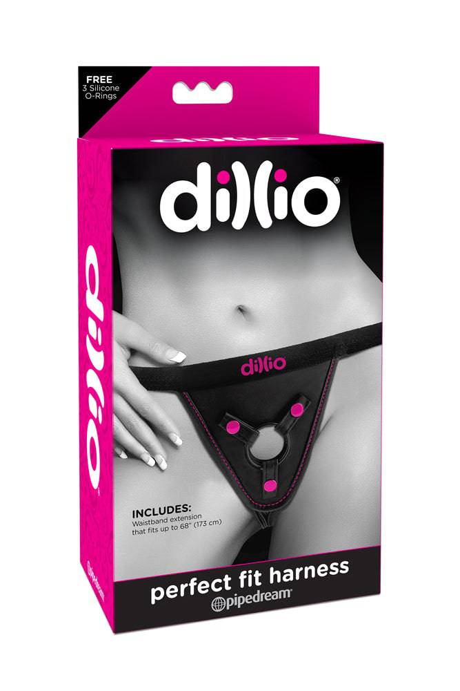Pipedream - Dillio - Perfect Fit Strap-On Harness - Black/Pink - Stag Shop