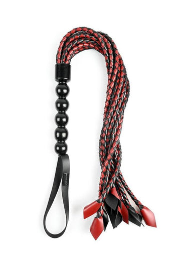 Sportsheets - Saffron Braided Flogger - 24 Inch - Black/Red - Stag Shop