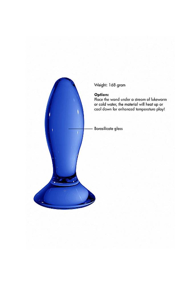 Shots Toys - Chrystalino - Follower Glass Butt Plug - Blue - Stag Shop