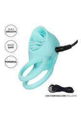 Cal Exotics - Couples Enhancer - Rechargeable French Kiss Enhancer Cock Ring - Teal - Stag Shop