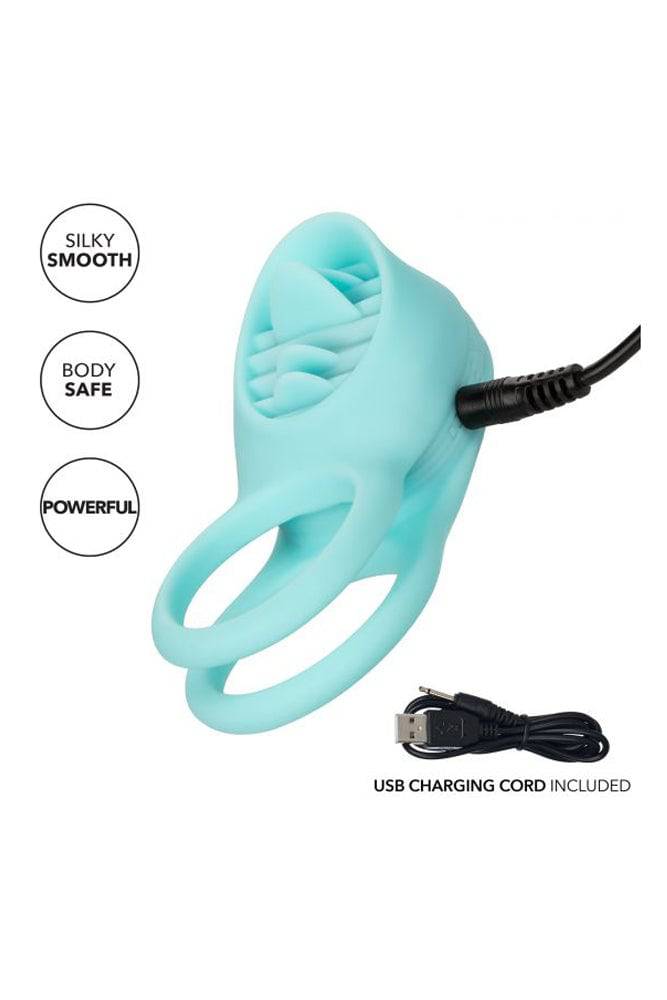 Cal Exotics - Couples Enhancer - Rechargeable French Kiss Enhancer Cock Ring - Teal - Stag Shop