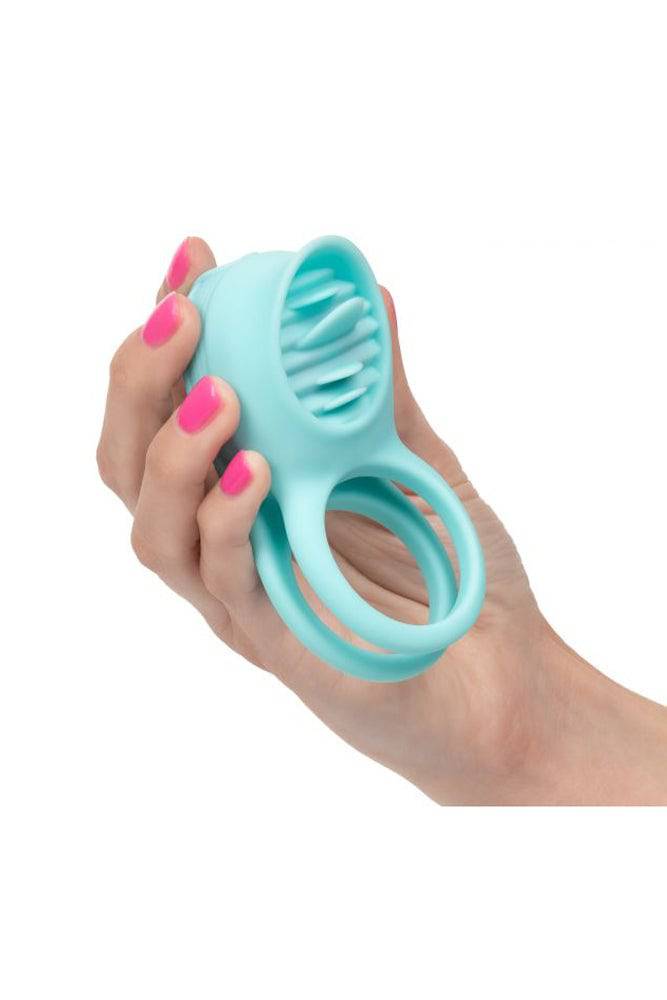 Cal Exotics - Couples Enhancer - Rechargeable French Kiss Enhancer Cock Ring - Teal - Stag Shop