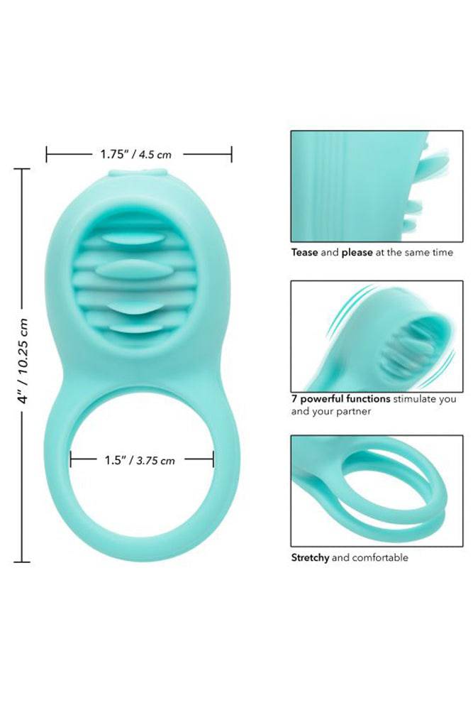 Cal Exotics - Couples Enhancer - Rechargeable French Kiss Enhancer Cock Ring - Teal - Stag Shop