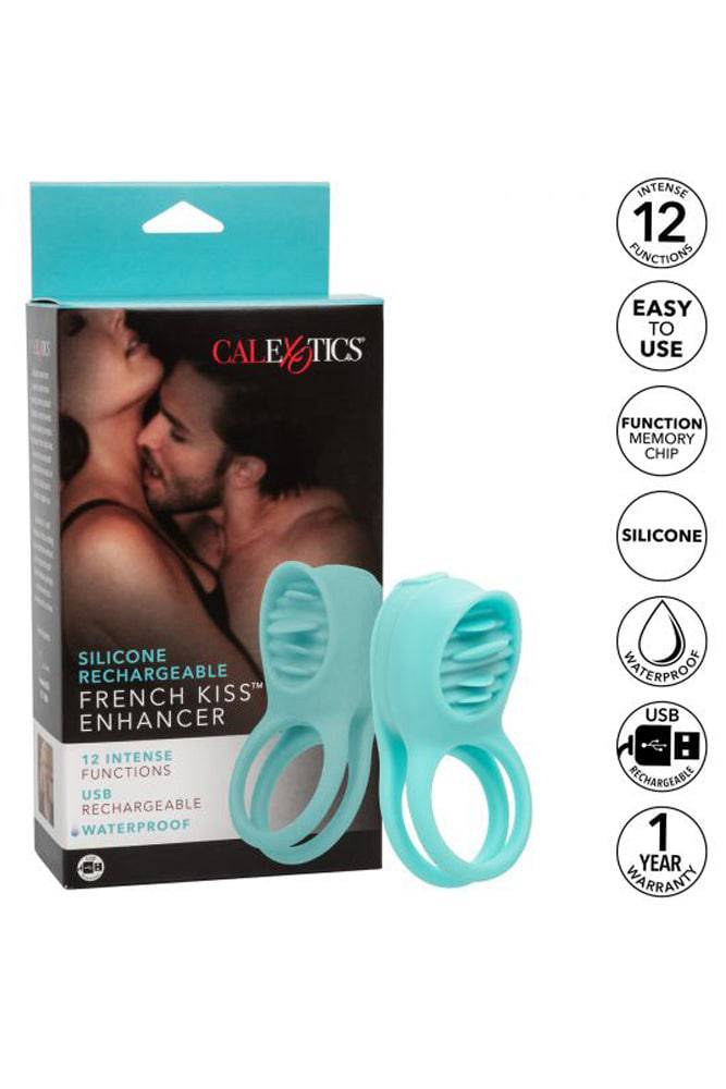 Cal Exotics - Couples Enhancer - Rechargeable French Kiss Enhancer Cock Ring - Teal - Stag Shop