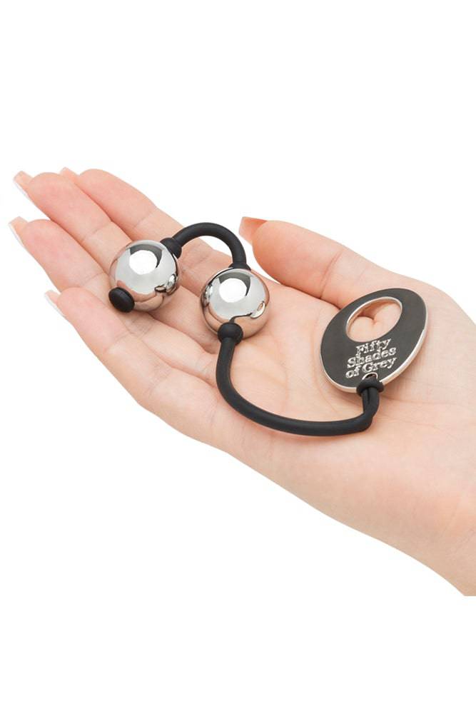 Lovehoney - Fifty Shades of Grey - Inner Goddess Mini Pleasure Weighted Kegel Balls - Silver - 85g - Stag Shop