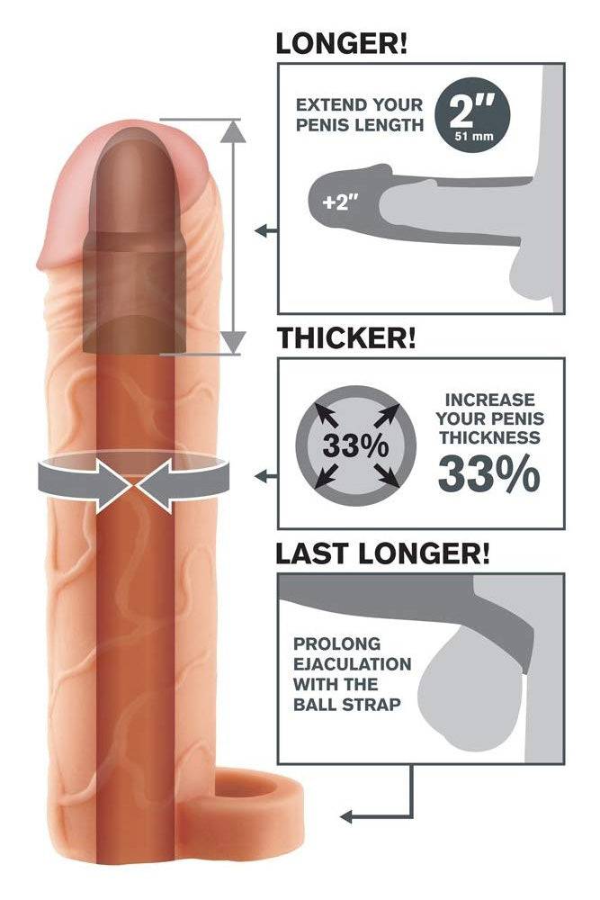 Pipedream - Fantasy X-tensions - Perfect 1 Inch Penis Extension with Ball Strap - Beige - Stag Shop
