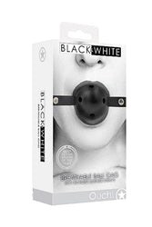 Ouch by Shots Toys - Black & White - Breathable Ball Gag with Bonded Leather Straps - Black - Stag Shop
