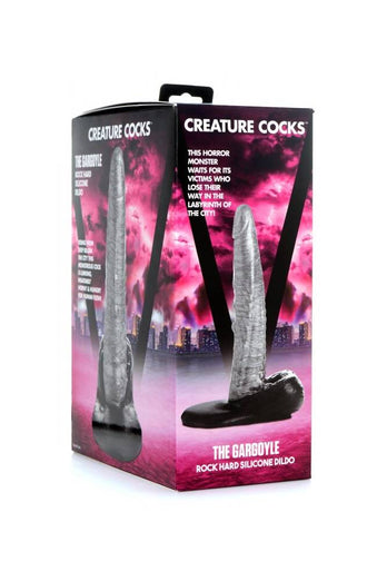 XR Brands - Creature Cocks - The Gargoyle Silicone Dildo - Silver - Stag Shop
