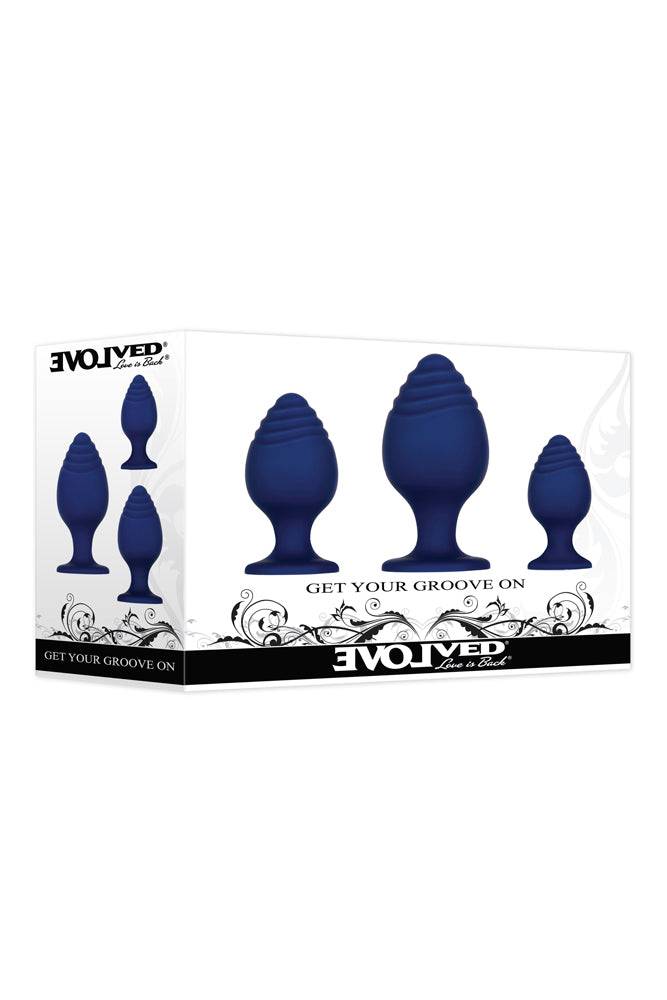 Evolved - Get Your Groove On Butt Plug Set - Blue - Stag Shop
