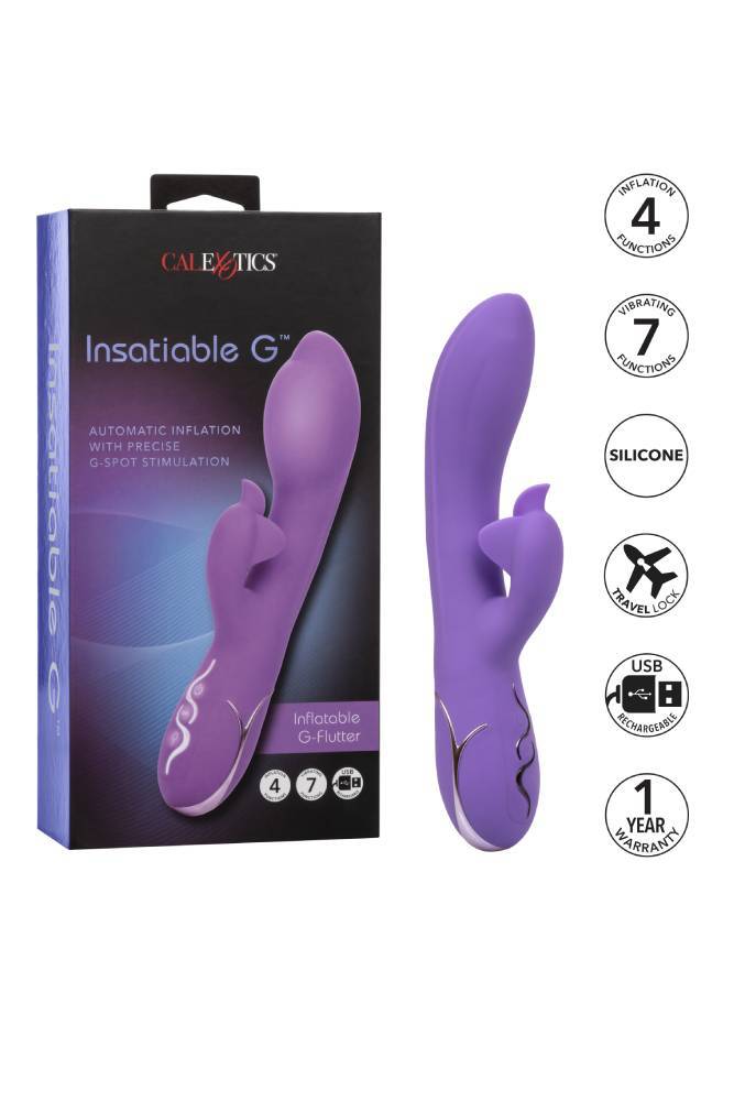 Cal Exotics - Insatiable G Inflatable - G Flutter - Dual Vibrator - Purple - Stag Shop