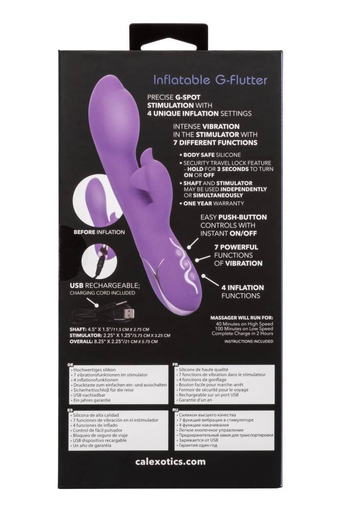 Cal Exotics - Insatiable G Inflatable - G Flutter - Dual Vibrator - Purple - Stag Shop