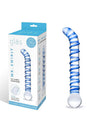 Gläs - Mr. Swirly G-Spot Glass Dildo - Clear/Blue - Stag Shop