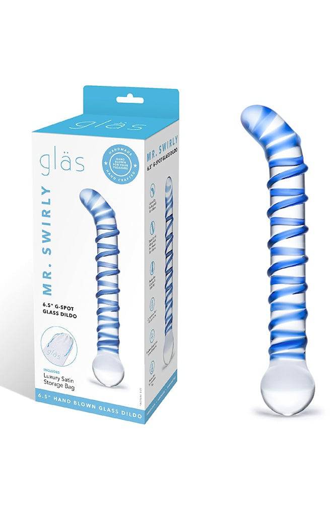 Gläs - Mr. Swirly G-Spot Glass Dildo - Clear/Blue - Stag Shop