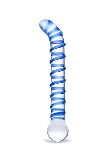 Gläs - Mr. Swirly G-Spot Glass Dildo - Clear/Blue - Stag Shop