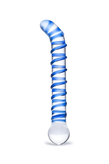 Gläs - Mr. Swirly G-Spot Glass Dildo - Clear/Blue - Stag Shop