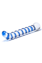 Gläs - Mr. Swirly G-Spot Glass Dildo - Clear/Blue - Stag Shop