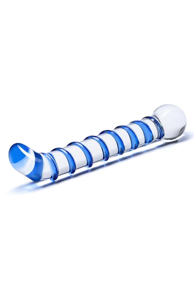 Gläs - Mr. Swirly G-Spot Glass Dildo - Clear/Blue - Stag Shop