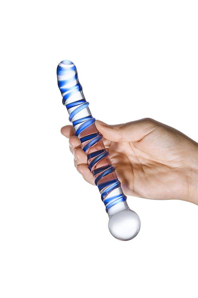 Gläs - Mr. Swirly G-Spot Glass Dildo - Clear/Blue - Stag Shop