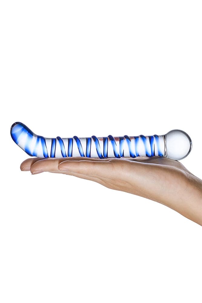 Gläs - Mr. Swirly G-Spot Glass Dildo - Clear/Blue - Stag Shop