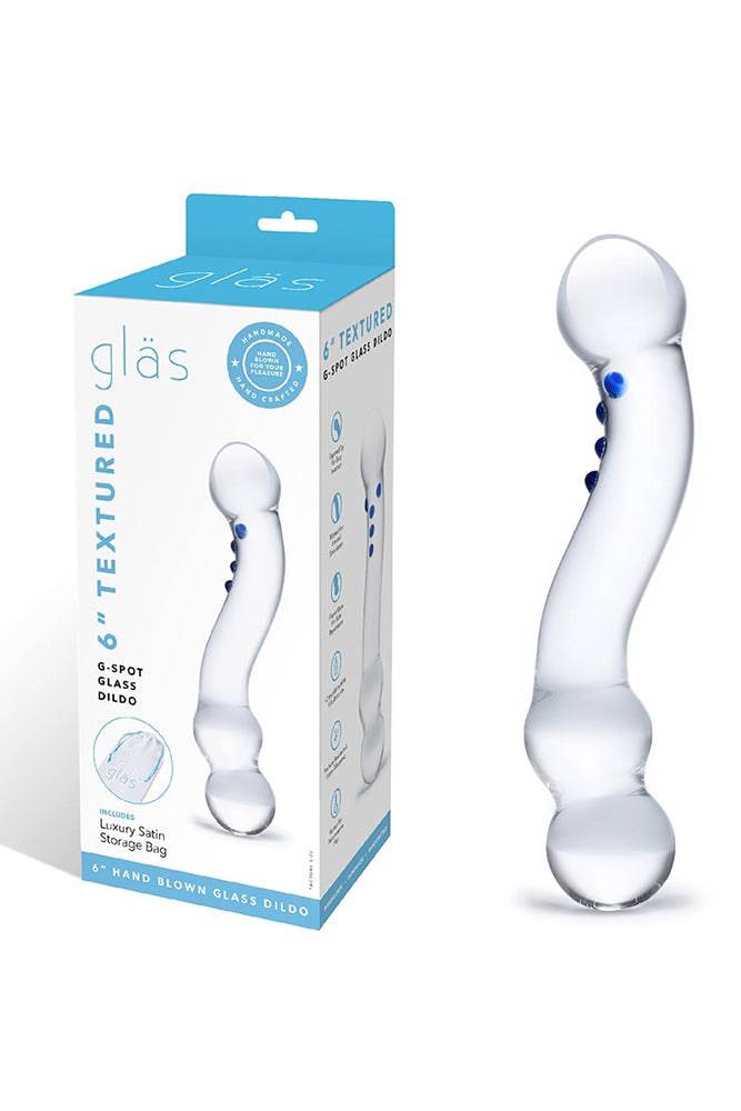 Gläs - Textured G-Spot Glass Dildo - Clear/Blue - Stag Shop
