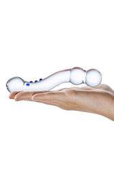 Gläs - Textured G-Spot Glass Dildo - Clear/Blue - Stag Shop