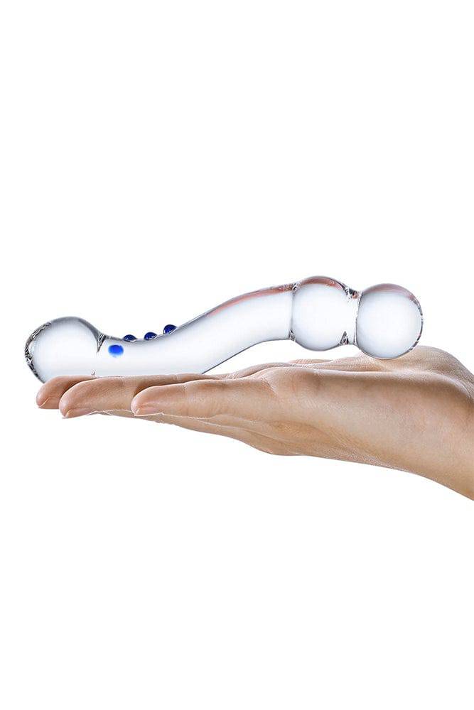 Gläs - Textured G-Spot Glass Dildo - Clear/Blue - Stag Shop