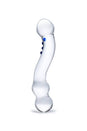 Gläs - Textured G-Spot Glass Dildo - Clear/Blue - Stag Shop
