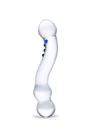 Gläs - Textured G-Spot Glass Dildo - Clear/Blue - Stag Shop