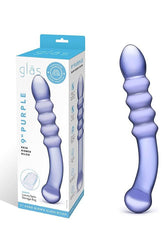 Gläs - Purple Rain Ribbed Glass Dildo - Purple - Stag Shop