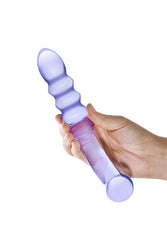 Gläs - Purple Rain Ribbed Glass Dildo - Purple - Stag Shop