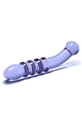 Gläs - Purple Rain Ribbed Glass Dildo - Purple - Stag Shop