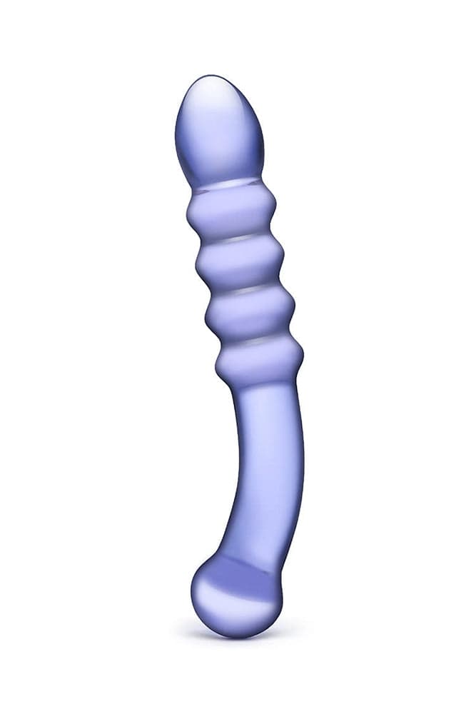 Gläs - Purple Rain Ribbed Glass Dildo - Purple - Stag Shop