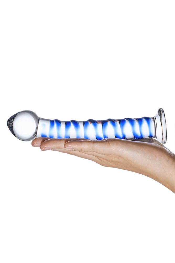 Gläs - Blue Spiral Glass Dildo - Blue/Clear - Stag Shop