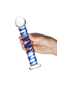 Thumbnail for Gläs - Blue Spiral Glass Dildo - Blue/Clear - Stag Shop