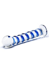 Gläs - Blue Spiral Glass Dildo - Blue/Clear - Stag Shop