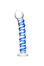 Gläs - Blue Spiral Glass Dildo - Blue/Clear - Stag Shop