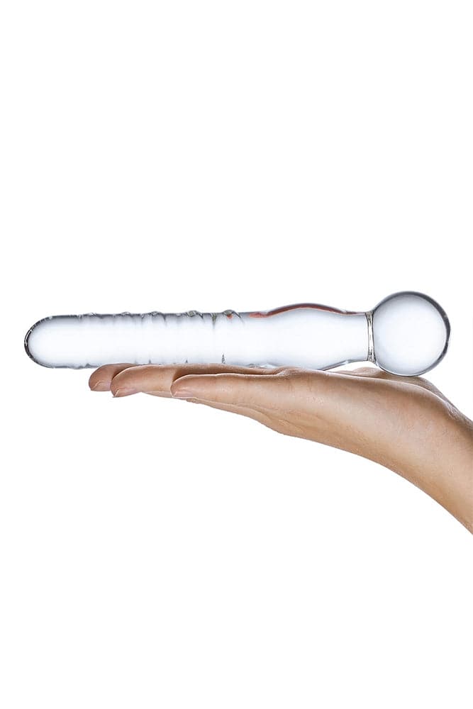Gläs - Joystick Textured Glass Dildo - Clear - Stag Shop