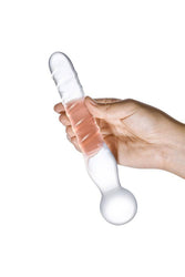 Gläs - Joystick Textured Glass Dildo - Clear - Stag Shop